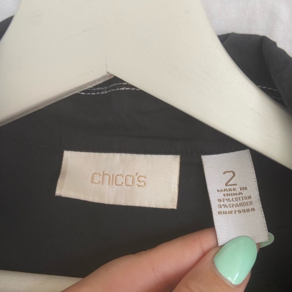 CHICO'S Women's Lightweight Jacket Black Button Front Size 2 / Medium - Picture 5 of 10
